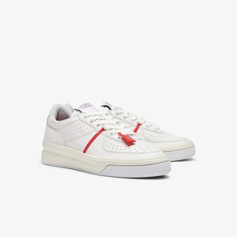 Lacoste Quantace Lær Sneakers Rød Hvite | la0lJ8Xw