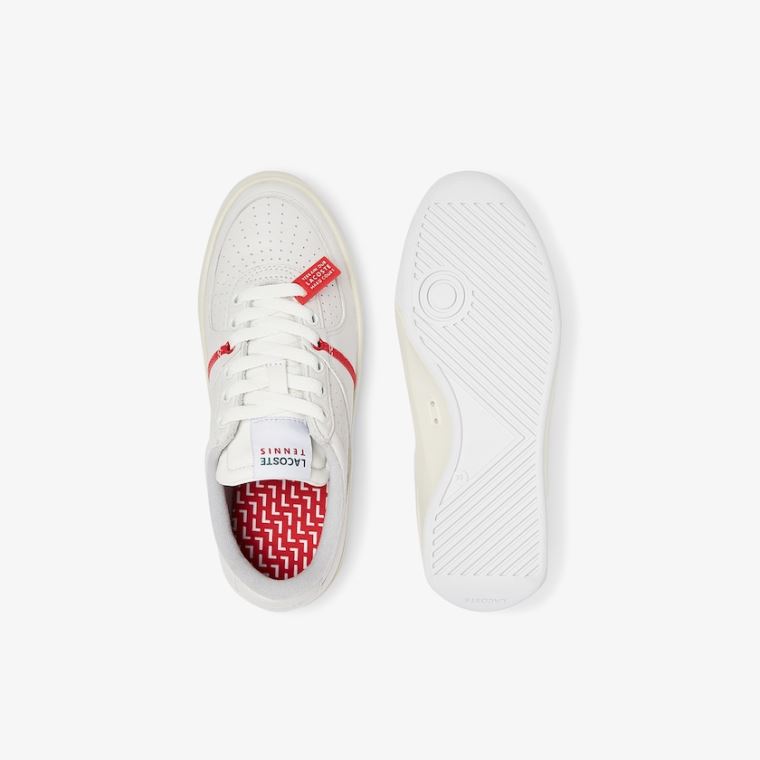 Lacoste Quantace Lær Sneakers Rød Hvite | la0lJ8Xw