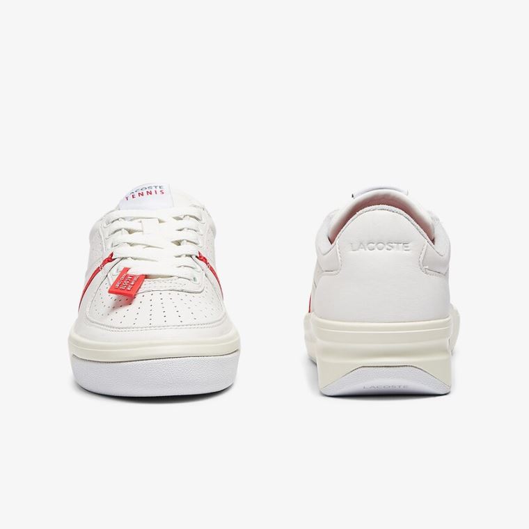 Lacoste Quantace Lær Sneakers Rød Hvite | la0lJ8Xw