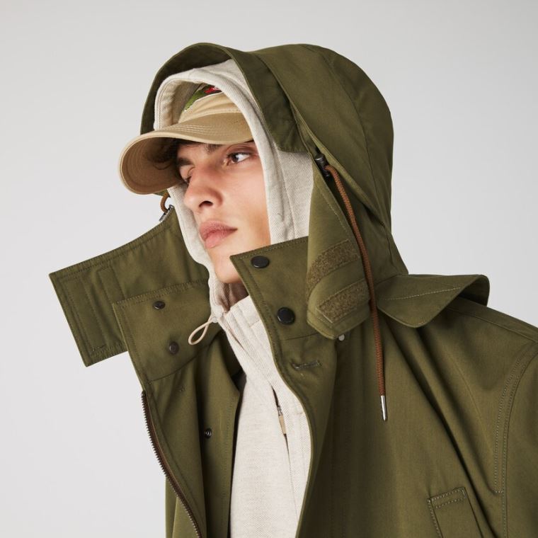 Lacoste Quilted Interior Jacket Vann-Resistant 3-in-1 Parka Khaki Grønn | pAzrnkVy