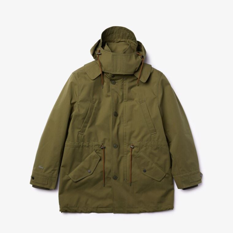 Lacoste Quilted Interior Jacket Vann-Resistant 3-in-1 Parka Khaki Grønn | pAzrnkVy