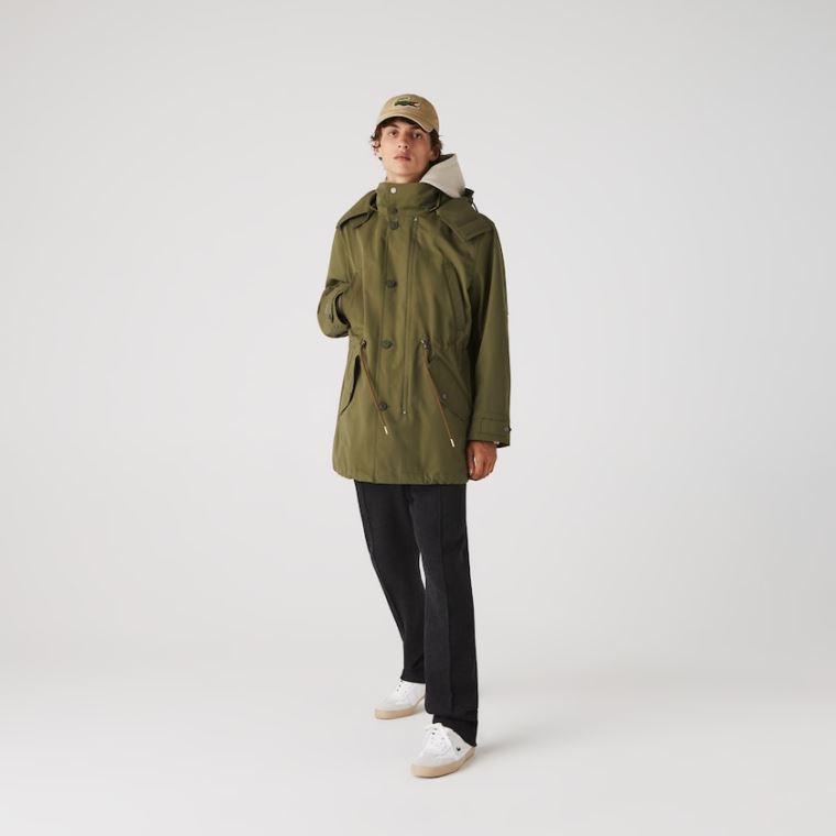 Lacoste Quilted Interior Jacket Vann-Resistant 3-in-1 Parka Khaki Grønn | pAzrnkVy