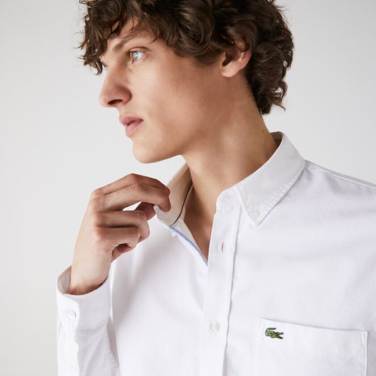 Lacoste Regular Fit Bomull Oxford Shirt Hvite | oPXePE60