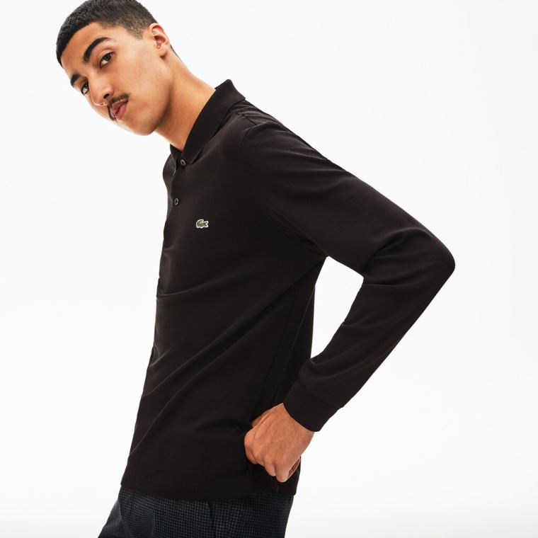 Lacoste Regular Fit Bomull Polo Svarte | jhgQ6WtW