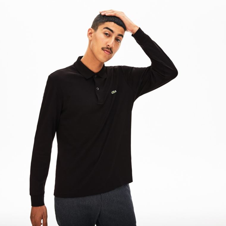 Lacoste Regular Fit Bomull Polo Svarte | jhgQ6WtW