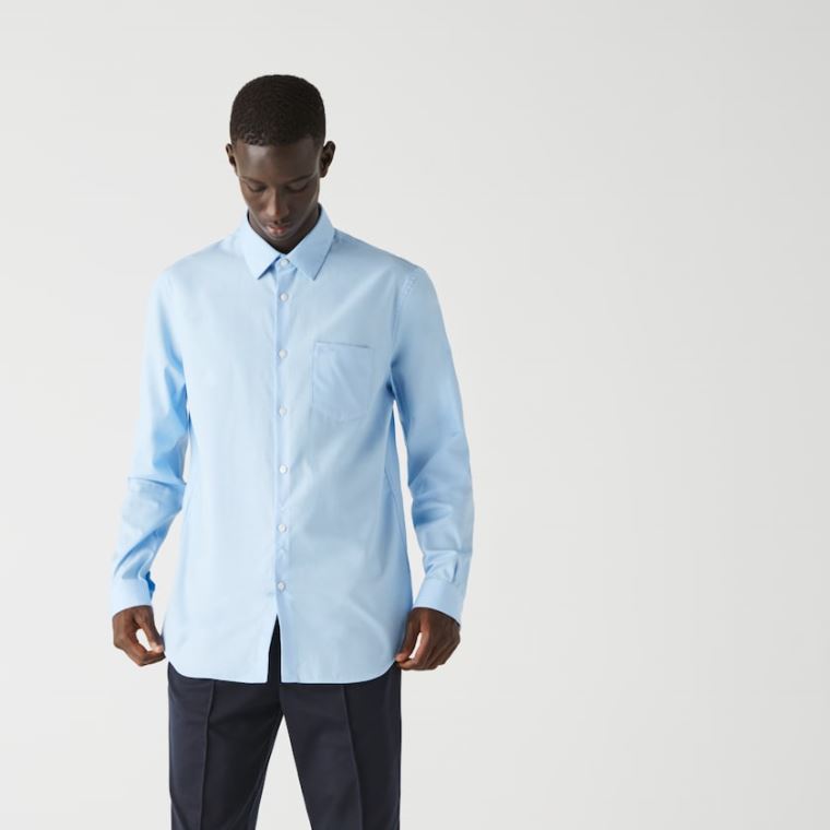 Lacoste Regular Fit Bomull Poplin Shirt Blå | FXBIClib