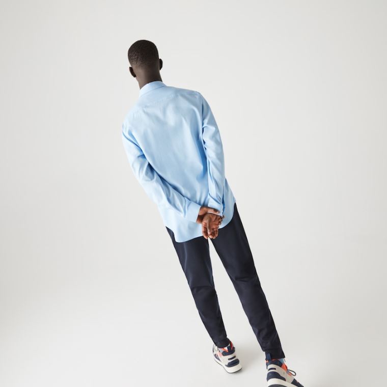 Lacoste Regular Fit Bomull Poplin Shirt Blå | FXBIClib