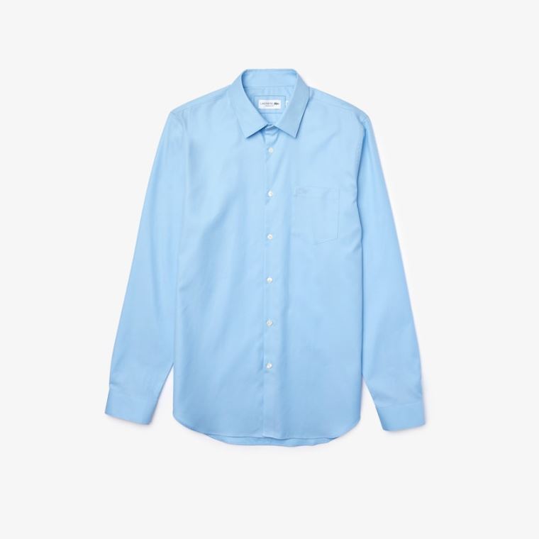 Lacoste Regular Fit Bomull Poplin Shirt Blå | FXBIClib