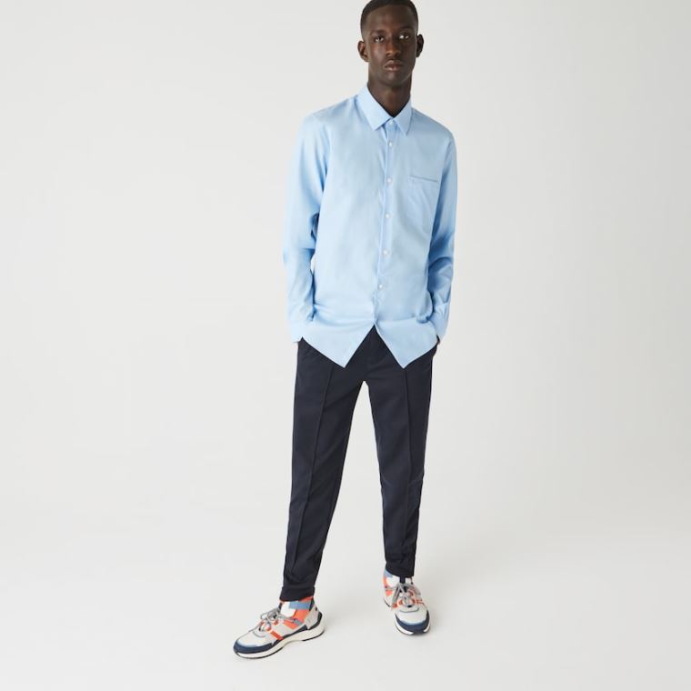 Lacoste Regular Fit Bomull Poplin Shirt Blå | FXBIClib