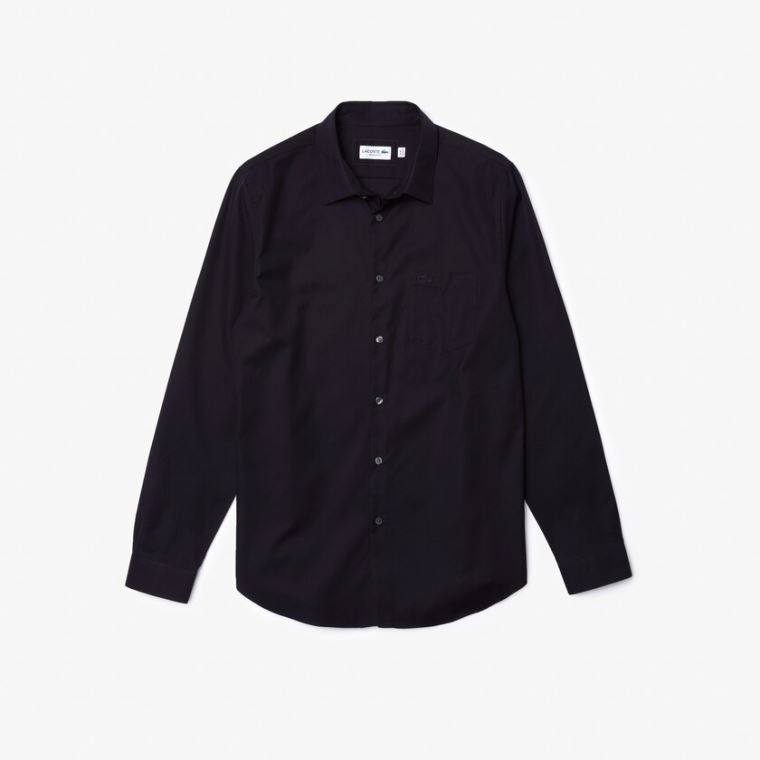 Lacoste Regular Fit Bomull Poplin Shirt Marineblå Blå | dnnueUSB