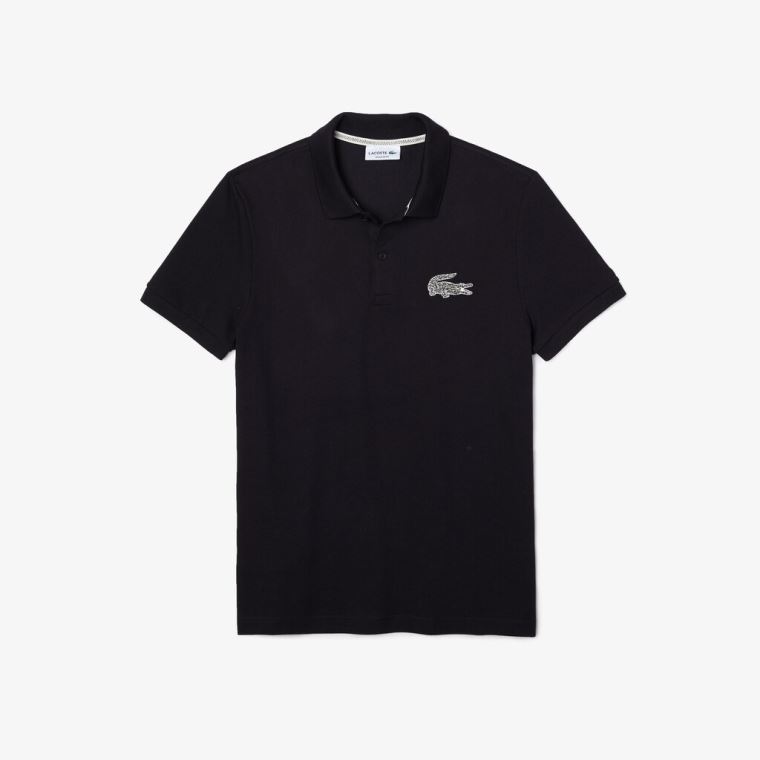 Lacoste Regular Fit Crocodile Badge Bomull Piqué Polo Shirt Marineblå Blå | yUS6U2xh