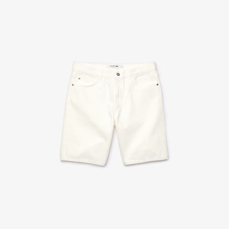 Lacoste Regular Fit Five-Pocket Denim Shorts Hvite | XYmdNb2C