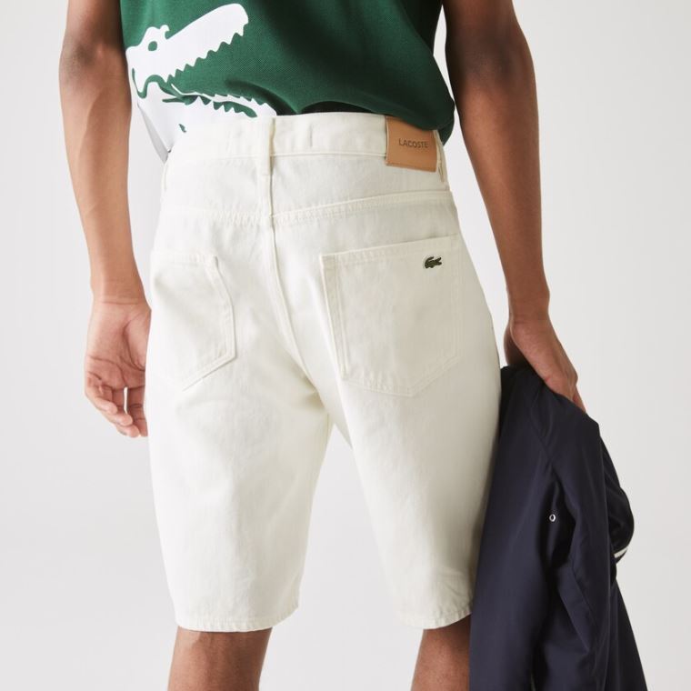 Lacoste Regular Fit Five-Pocket Denim Shorts Hvite | XYmdNb2C