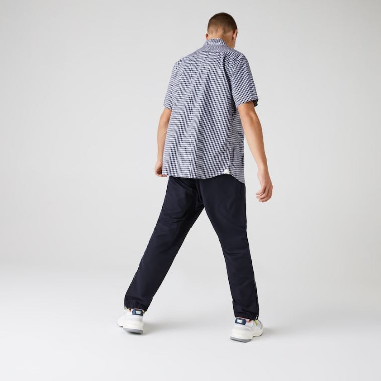 Lacoste Regular Fit Gingham Poplin Shirt Hvite Marineblå Blå | RCXclZzj