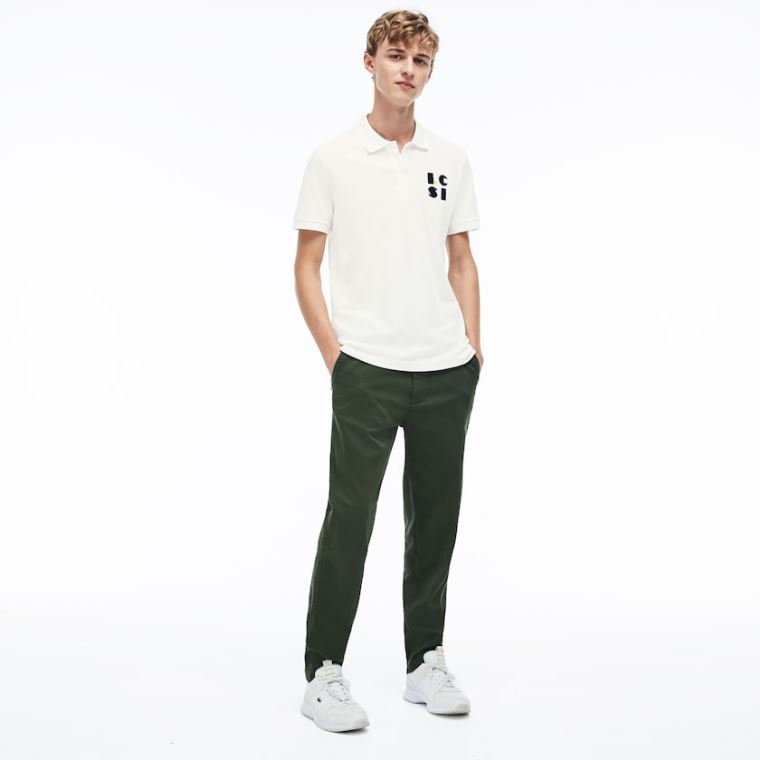 Lacoste Regular Fit LCST Lettering Petit Piqué Polo Hvite | jYzbktnr