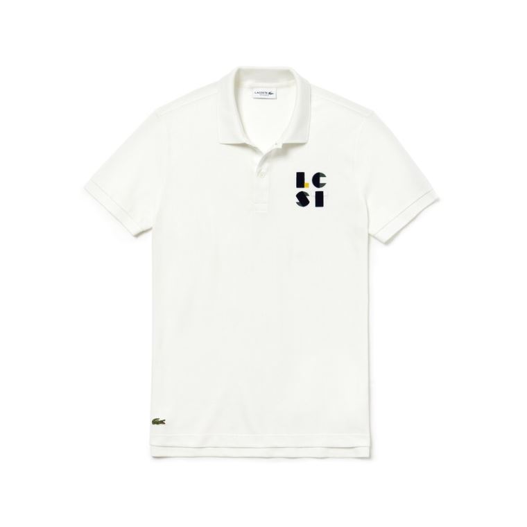 Lacoste Regular Fit LCST Lettering Petit Piqué Polo Hvite | jYzbktnr