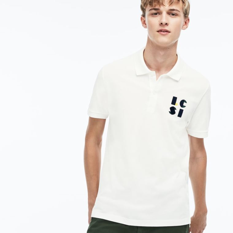 Lacoste Regular Fit LCST Lettering Petit Piqué Polo Hvite | jYzbktnr