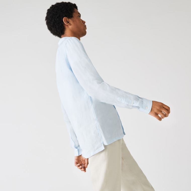 Lacoste Regular Fit Linen Shirt Lyse Blå | Rroy5qOL