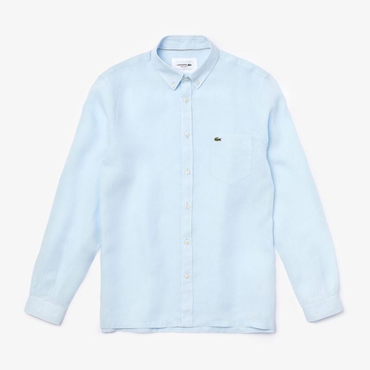 Lacoste Regular Fit Linen Shirt Lyse Blå | Rroy5qOL