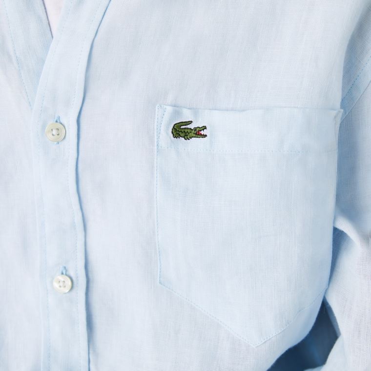 Lacoste Regular Fit Linen Shirt Lyse Blå | Rroy5qOL