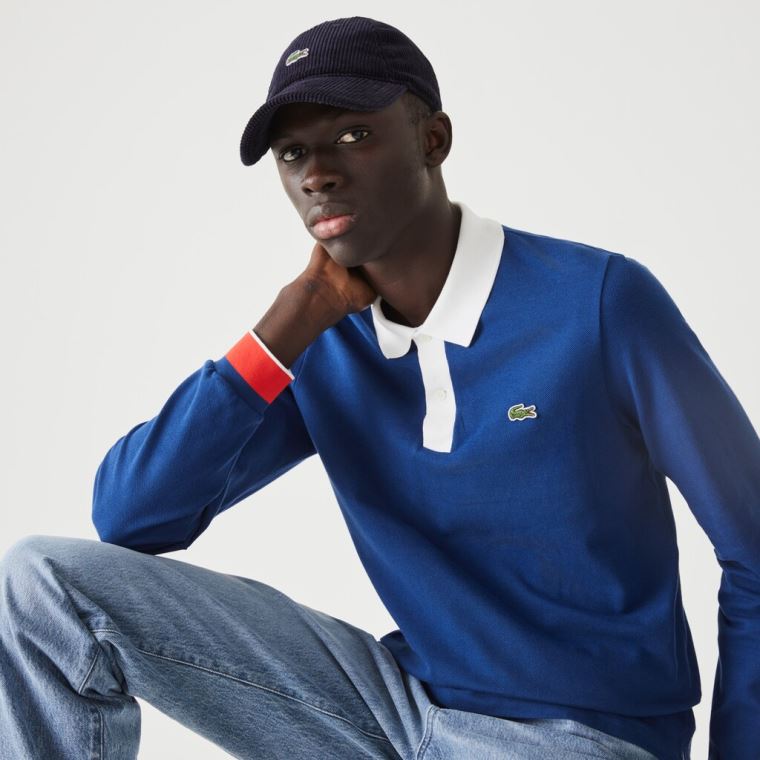 Lacoste Regular Fit Made in France Polo Shirt Blå Hvite Rød | Sy147AR8