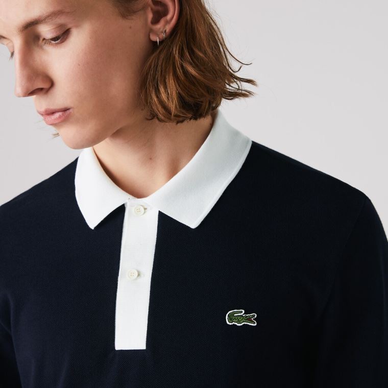 Lacoste Regular Fit Made in France Polo Shirt Marineblå Blå Hvite Mørke Rød | w6vFBFi8