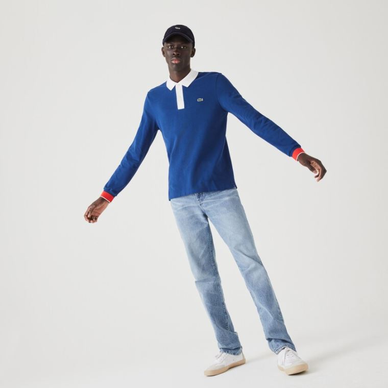 Lacoste Regular Fit Made in France Polo Shirt Blå Hvite Rød | yFyzGoX6