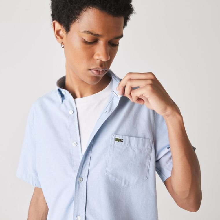 Lacoste Regular Fit Oxford Bomull Shirt Lyse Blå | KYYIxr78