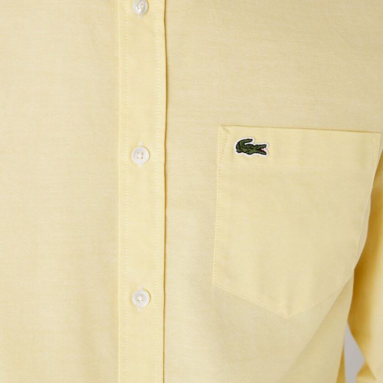 Lacoste Regular Fit Oxford Bomull Shirt Gul | M4oBcNt4