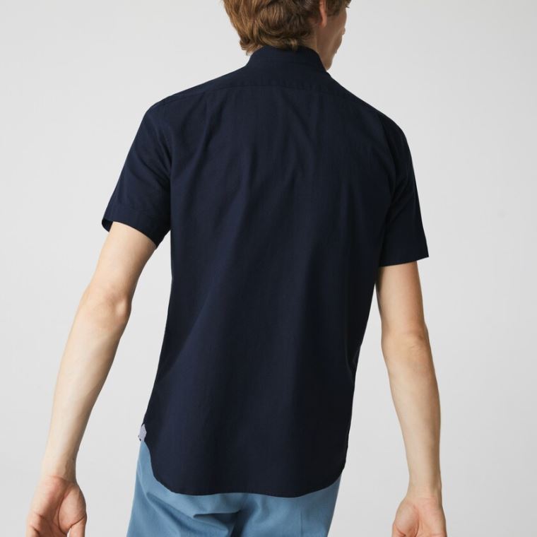 Lacoste Regular Fit Oxford Bomull Shirt Marineblå Blå | fclXlxMn