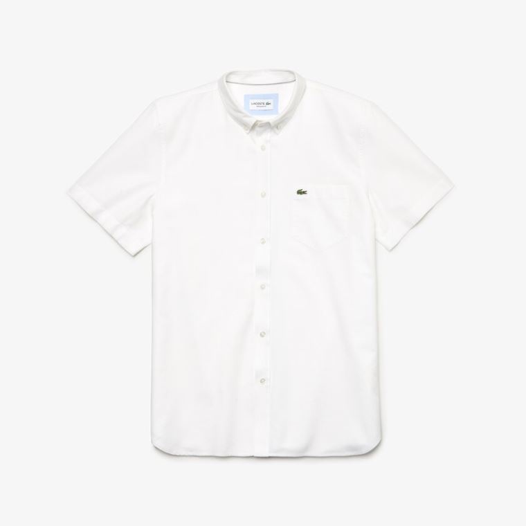 Lacoste Regular Fit Oxford Bomull Shirt Hvite | oa1tp130