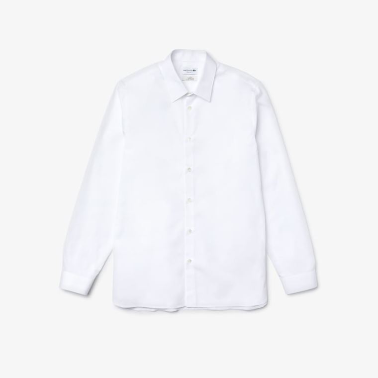 Lacoste Regular Fit Premium Bomull Poplin Shirt Hvite | 9vM9mgae