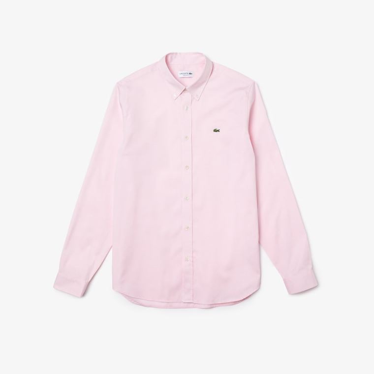 Lacoste Regular Fit Premium Bomull Shirt Lyse Rosa | xqnAOwhP