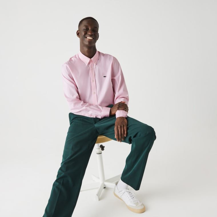 Lacoste Regular Fit Premium Bomull Shirt Lyse Rosa | xqnAOwhP