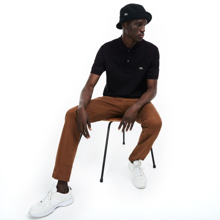 Lacoste Regular Fit Soft Bomull Polo Svarte | LE9qcvLz