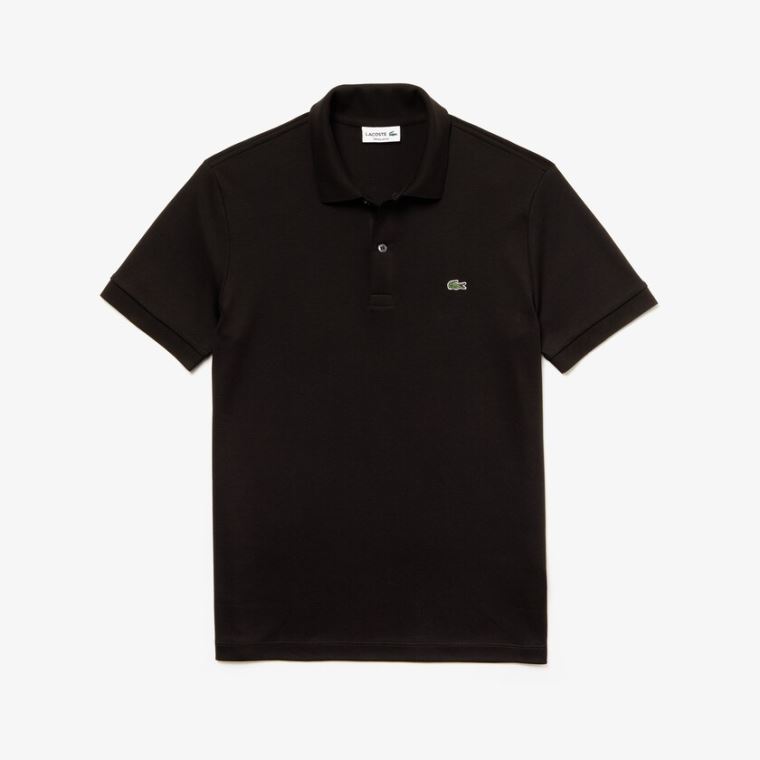 Lacoste Regular Fit Soft Bomull Polo Svarte | LE9qcvLz