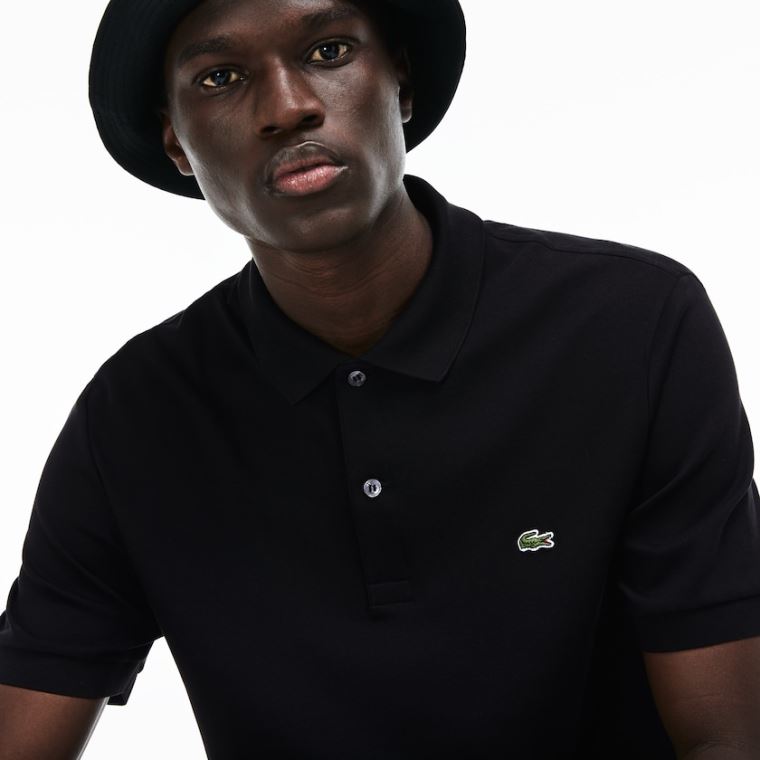 Lacoste Regular Fit Soft Bomull Polo Svarte | LE9qcvLz