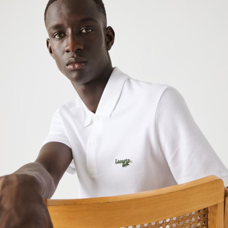 Lacoste Regular Fit Solid Bomull Piqué Polo With Badge Hvite | EOmpdnLX