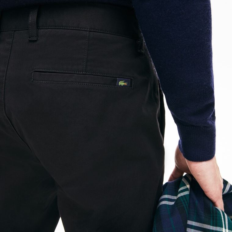 Lacoste Regular Fit Stretch Bomull Chinos Svarte | 6Uw5P3B3