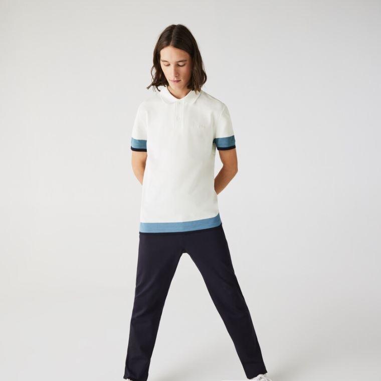 Lacoste Regular Fit Textured Bomull Piqué Polo Hvite Blå Marineblå Blå | Gm6PYHCY