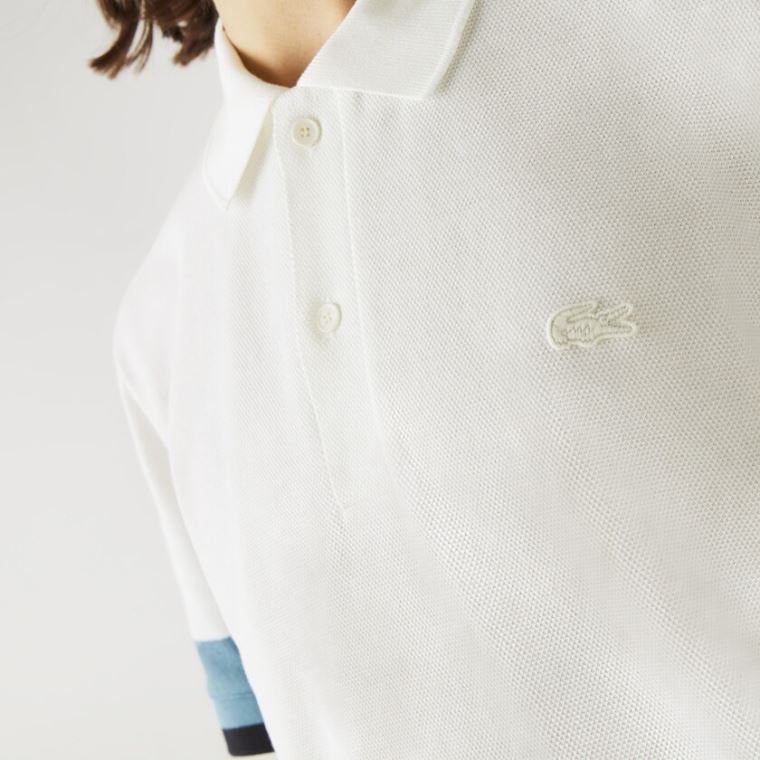 Lacoste Regular Fit Textured Bomull Piqué Polo Hvite Blå Marineblå Blå | Gm6PYHCY