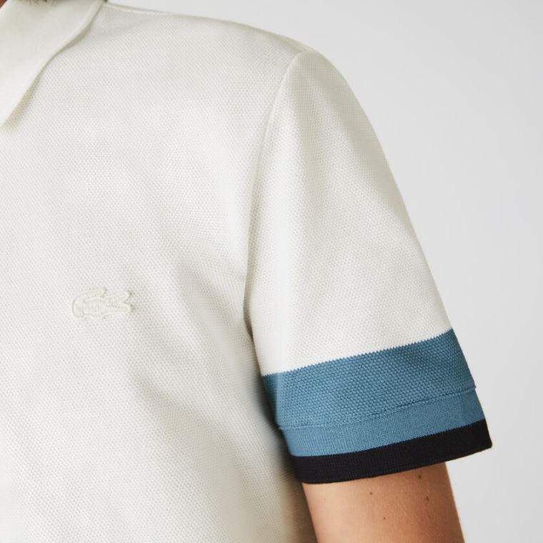 Lacoste Regular Fit Textured Bomull Piqué Polo Hvite Blå Marineblå Blå | Gm6PYHCY