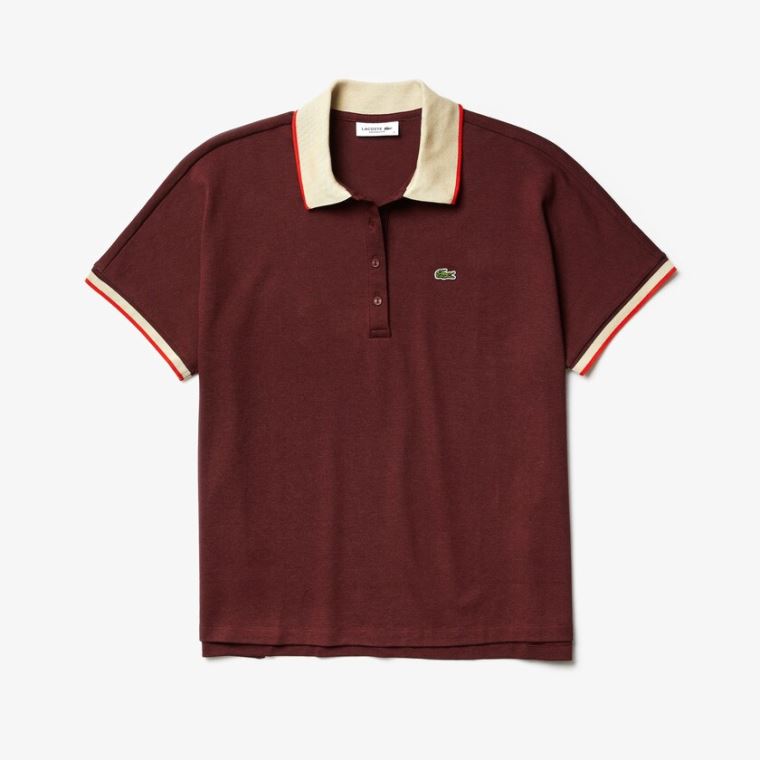 Lacoste Relaxed Fit Bomull Polo Mørke Rød Beige Rød | xTziqLpL