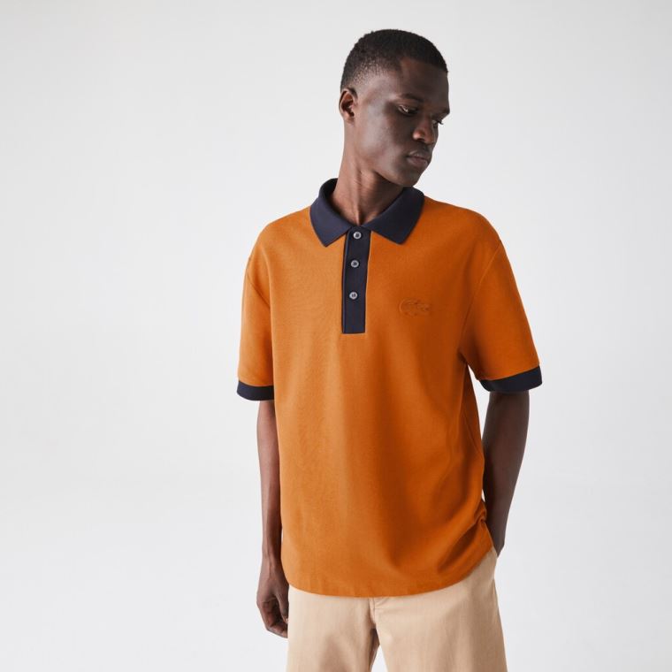 Lacoste Relaxed Fit Textured Bomull Piqué Polo Blå Marineblå Blå | 1mmQPilD