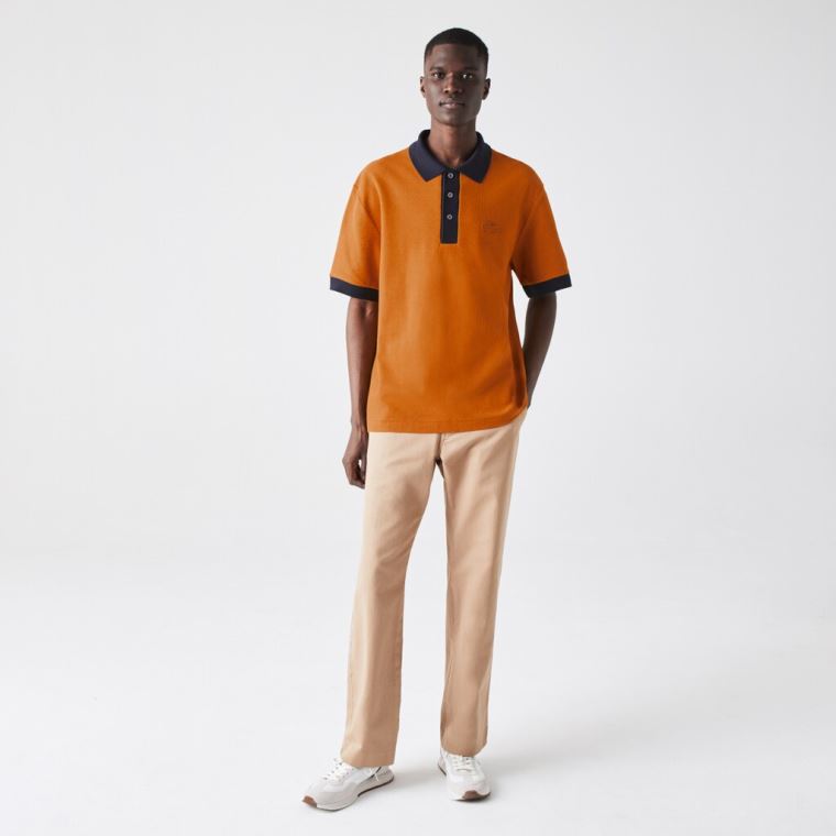 Lacoste Relaxed Fit Textured Bomull Piqué Polo Blå Marineblå Blå | 1mmQPilD