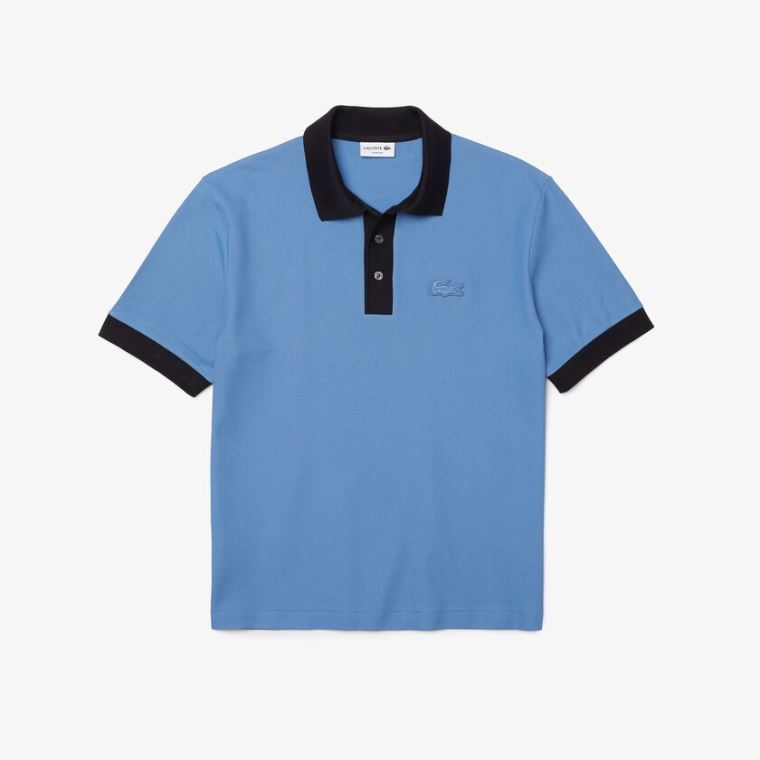 Lacoste Relaxed Fit Textured Bomull Piqué Polo Blå Marineblå Blå | 6fg9uPRj