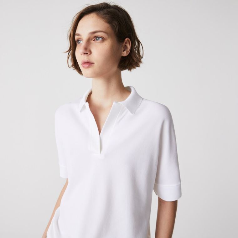 Lacoste Relaxed Piqué Polo Hvite | DnBCfEgn