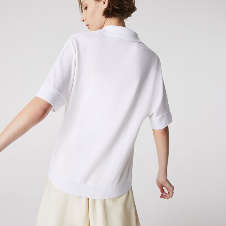 Lacoste Relaxed Piqué Polo Hvite | DnBCfEgn