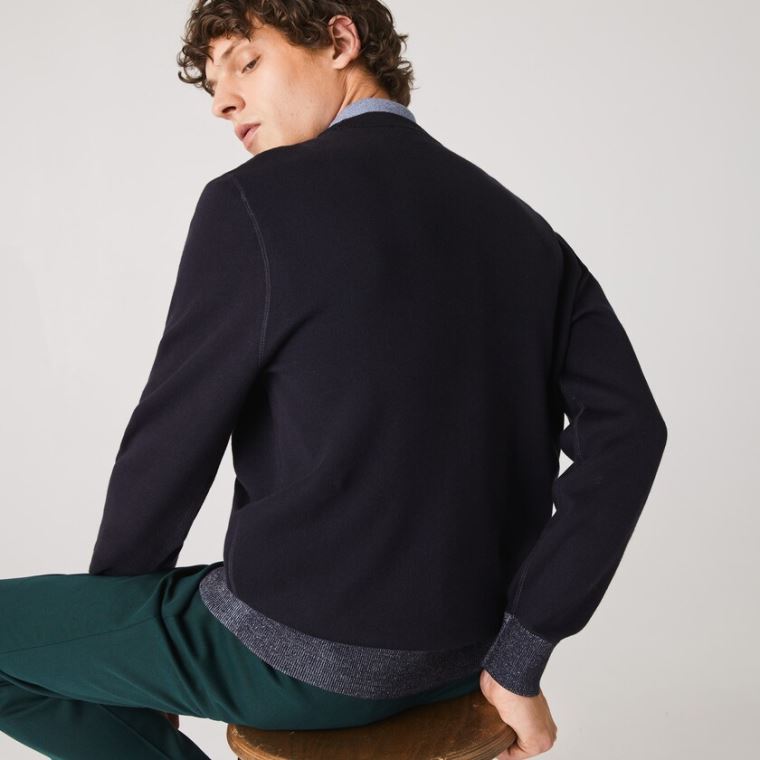 Lacoste Reversible Crew Neck Contrast Genser Marineblå Blå Blå | IztKPziu