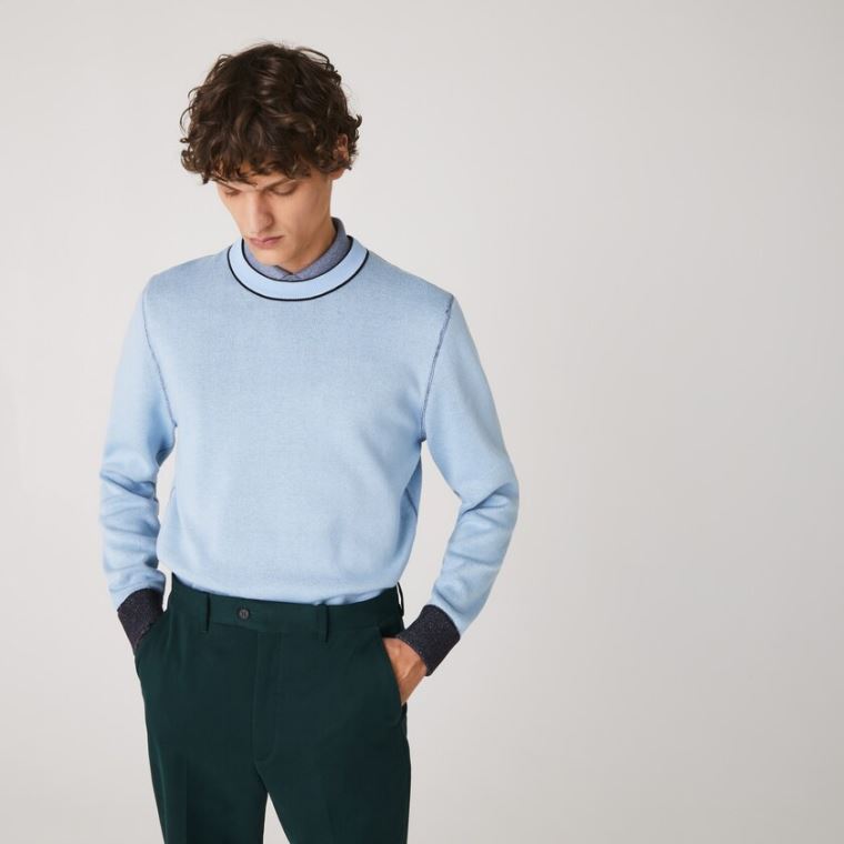 Lacoste Reversible Crew Neck Contrast Genser Marineblå Blå Blå | IztKPziu